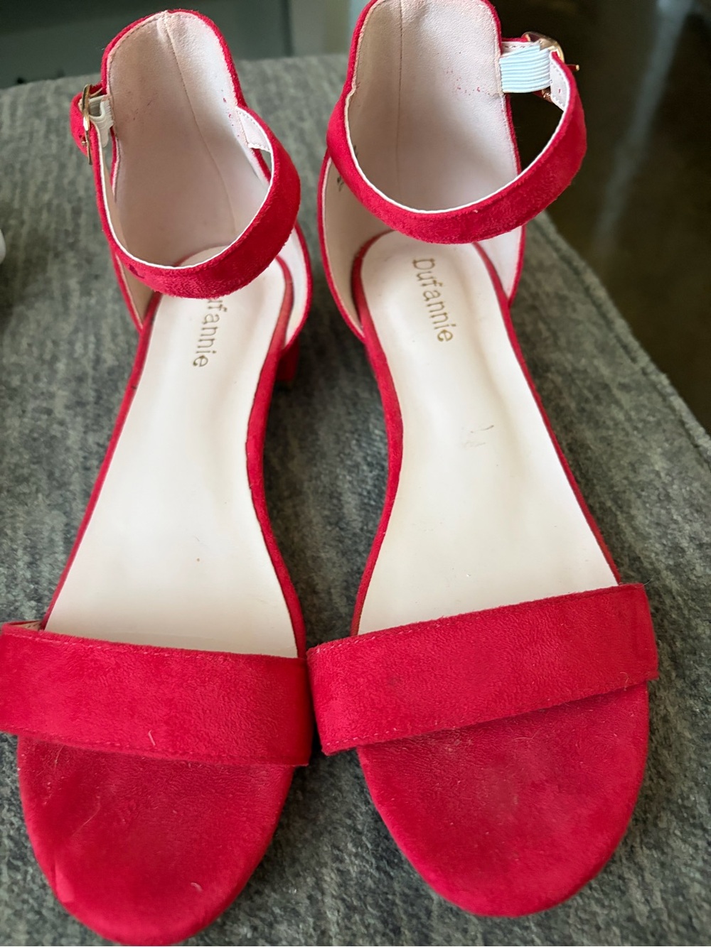 Annie Bright Red Suede Open-Toe Ankle-Strap Sandals
